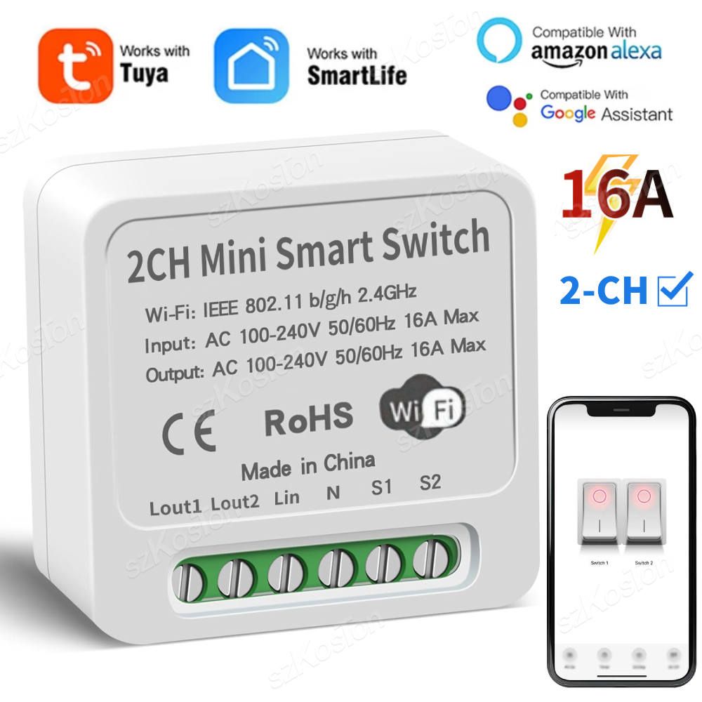Smart Light Switch Wifi - 16A Tuya Wi-Fi модуль умного переключателя