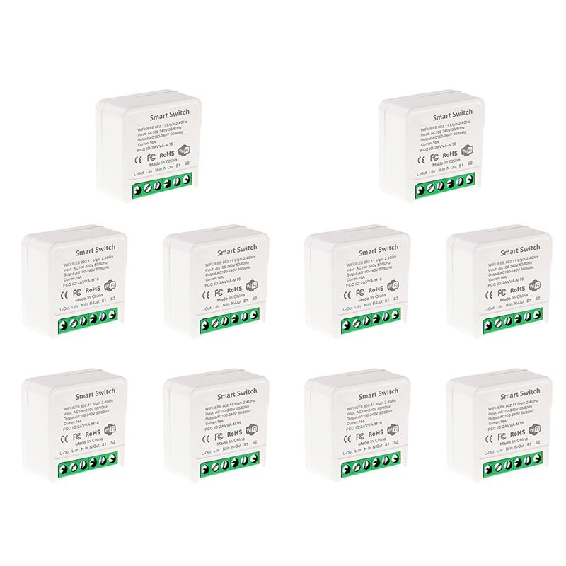 Smart Light Switch Wifi - 10X миниатюрный умный Wi-Fi релейный выключатель,